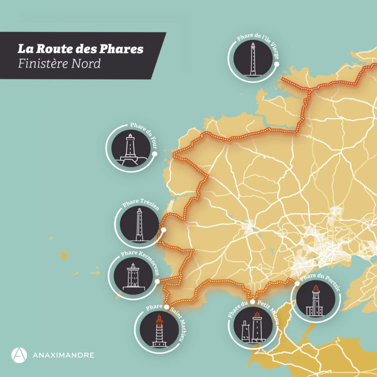 Carte des phares du finistere nord