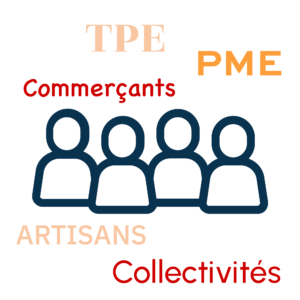 Illustrations contenant les mots commerçants, artisans, tpe, pme et collectivités pour le sea / référencement payant