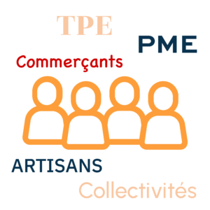 Illustrations avec les mots artisans, commerçants, collectivités, tpe et pme pour le seo / référencement naturel